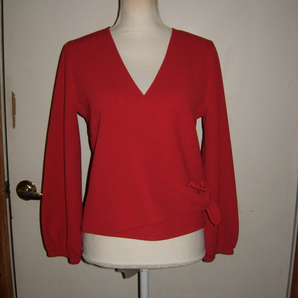 Madewell Texture & Thread Crossbody Crepe Wrap Top Crimson Red S